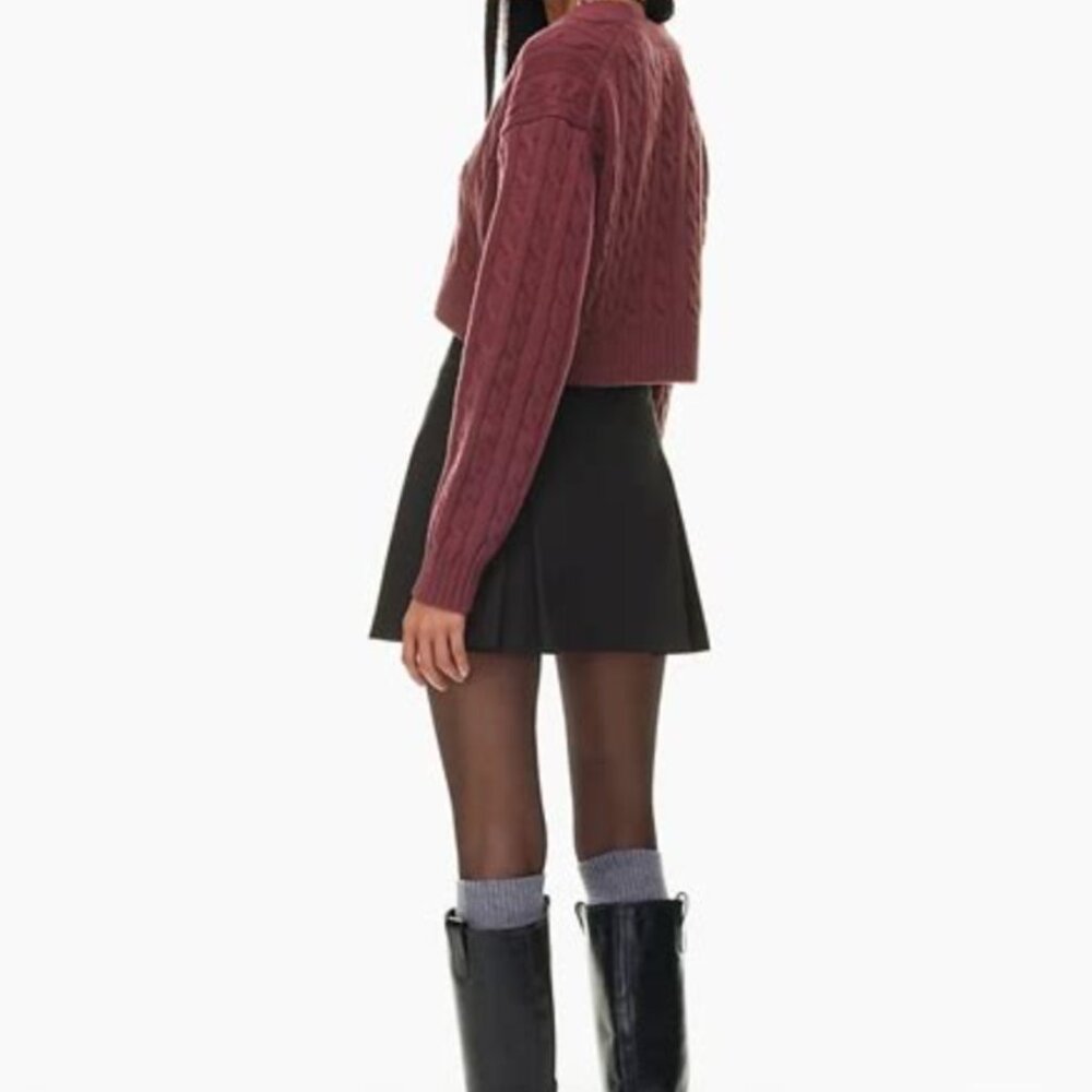 Aritzia Burgundy Cable Knit Cardigan - Picture 4 of 11